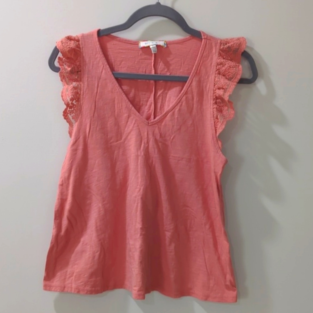 Eri & Ali Anthropologie Lace Trim Top